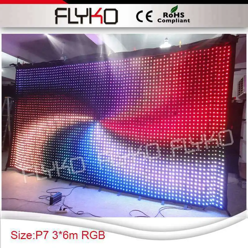 Диско ди-джей декоративное украшение для вечеринки светодиодное Освещение сцены Эффект занавес HD P7cm высотой 3 м x 6 м ширина