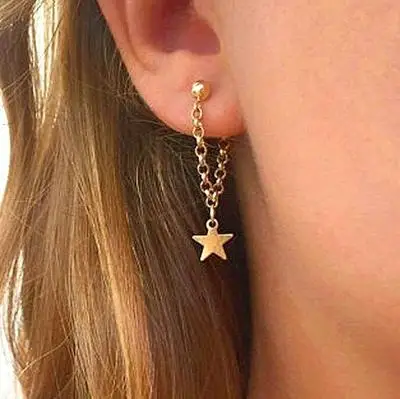 

Star Drop Earrings for Women Summer Cute Metal Chain Gold Color Romantic Simple Earing Fashion Jewelry For Girl Gift KB407