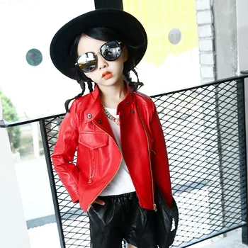 

Children's Jackets 2020 Autumn Girls Faux Leather Clothing Kids Motorcycle Leather Clothing Girls Full Coats and Jackets