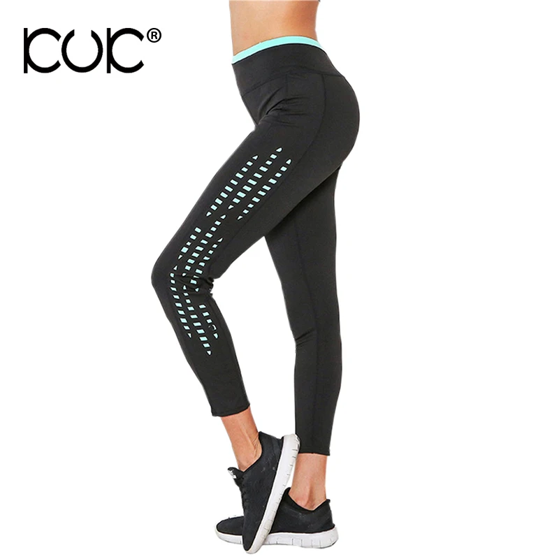 Patchwork Black Lace Print Mesh Leggings Women Push Up