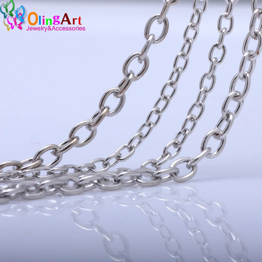 OlingArt 5 м/лот 1 5/2 0/3 0 мм Посеребренные цепи овальной формы для браслета ожерелий