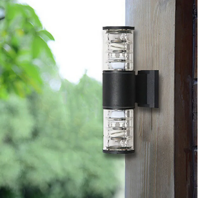 HQXING Black up down outdoor led wall light Cylinder porch lamp exterior light luminaria Side