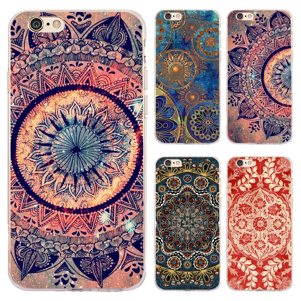 

Coque Transparent Soft TPU Phone Cases for iphone 7 7Plus for iPhone 5S 5 SE 6 6S Plus 4S 4 Case Nebula Mandala Flower Art Cover