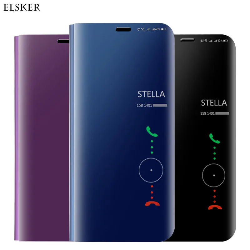 Умный прозрачный зеркальный чехол для Huawei Y5 Y6 Y7 Prime Y9 2018 флип Enjoy 8 Plus 7S Honor 7C Pro 7A