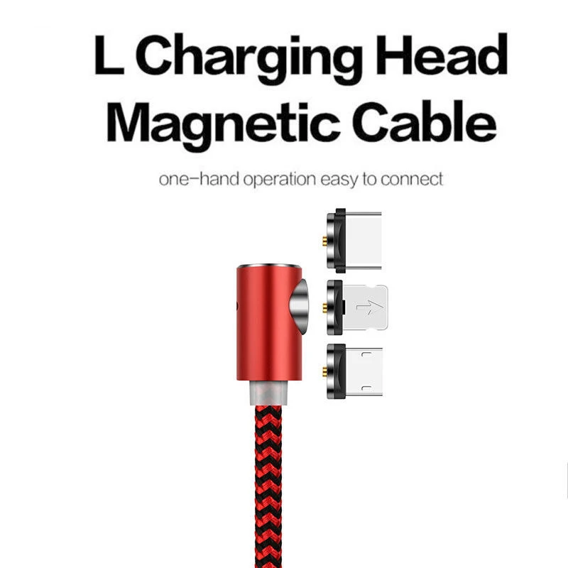 1 ~ 3M Магнитный Micro USB C 3 в 360 Круглый L дизайн LED 2.4A Быстрый зарядный кабель для Samsung