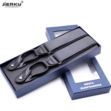 JIERKU подтяжки на кнопках мужские подтяжки черные кожаные на подтяжках модные брюки ремень для отца/отца подарок 3,5*120 см