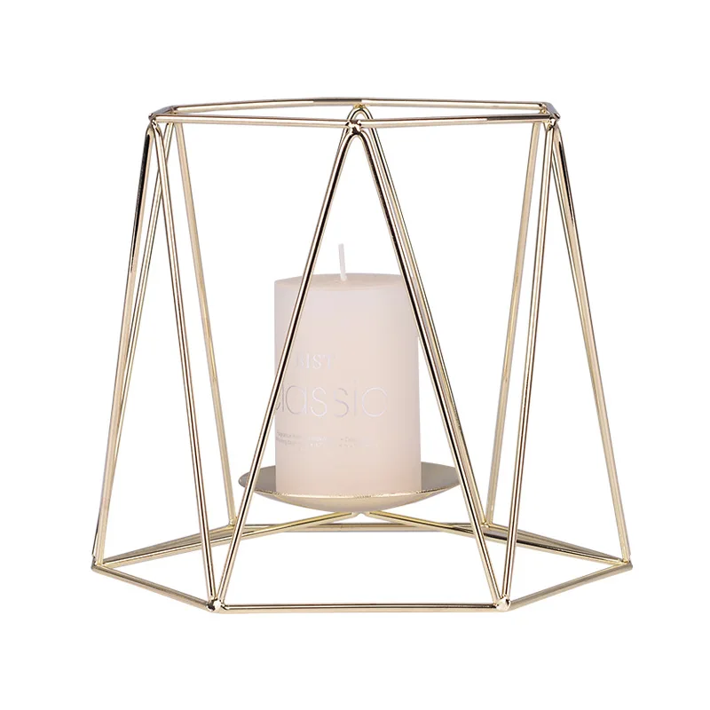 

Nordic Luxury Golden Rose Geometric Iron Candlestick Ornaments Home Wedding Decoration Candle Holder Romantic Candlelight