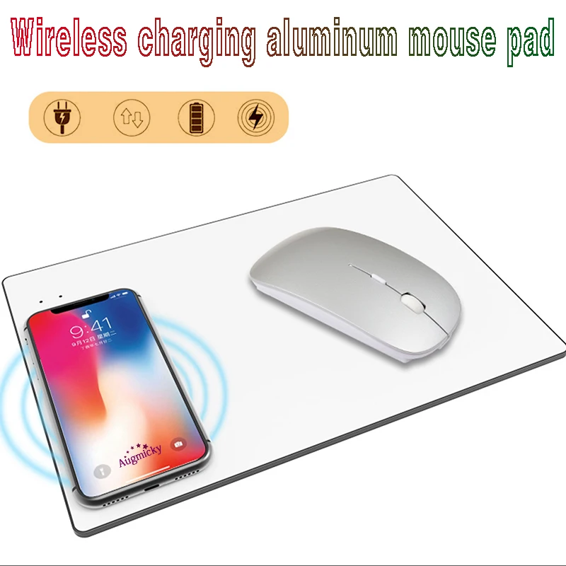 2019 Newest Aluminium Alloy Charging Mouse Pad Qi Wireless Charger Nonslip Mouse Mat For Iphone