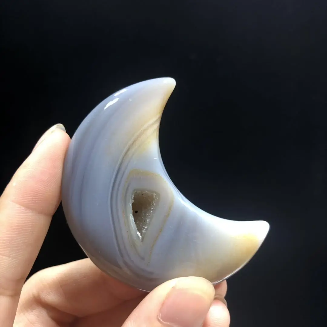 

55mm High Quality Natural Agate Geode Moon Healing Agate Geode Moon