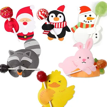 

50pcs Candy Lollipop Card Support rabbit Santa Claus snowman Kids Birthday Party Christmas baby shower Gender Reveal Decoration