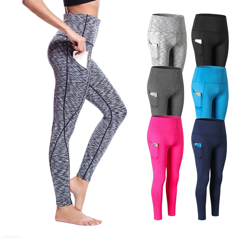 

Dry Fit Sport Workout Gym Leggings 2019 High Waist Yoga Pants Women with Pocket Tights Woman Sports Fitness Running Pants XXL XL