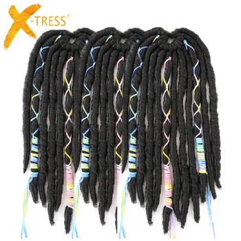 

X-TRESS Synthetic Faux Locs 12strands Soft Crochet Braids Hair Extensions Natural Black Color 12inch Braiding Hair Dreadlocks