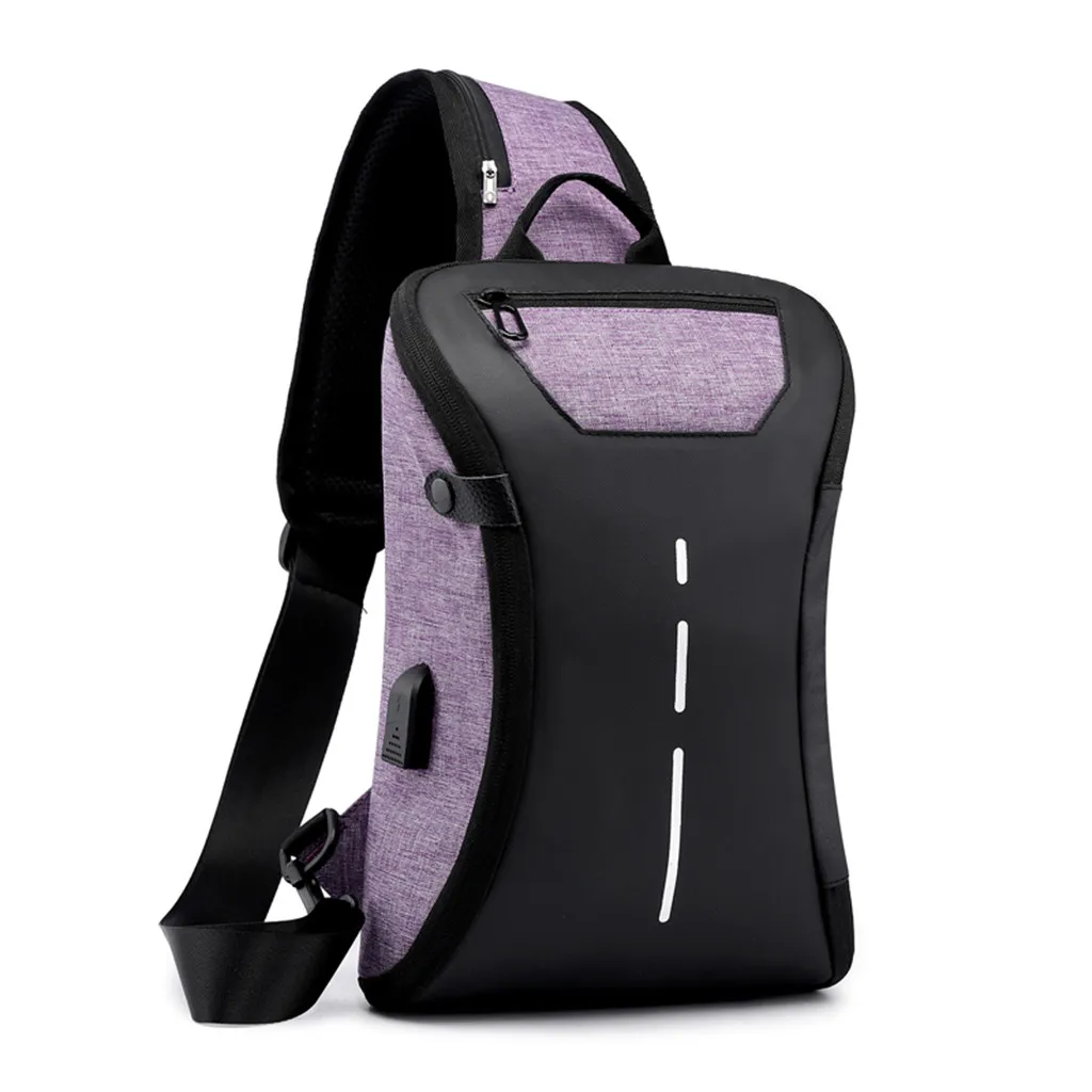 2019 черный цвет Повседневная мужская сумка слинг сумка для мужчин многофункциональный водонепроницаемый нагрудный рюкзак usb зарядка