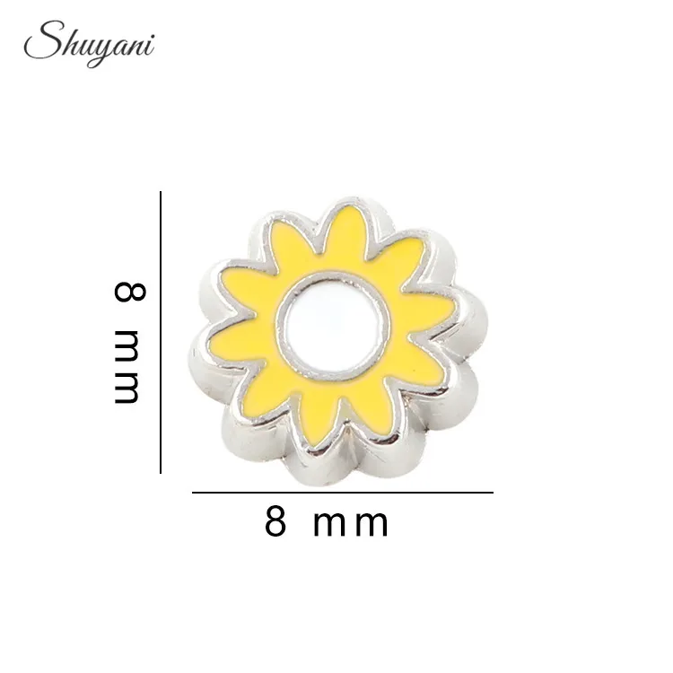 

20pcs/lot Fashion Alloy Metal Yellow Sun Flower Charm for Magnetic Glass Memory Floating Locket Wholesale
