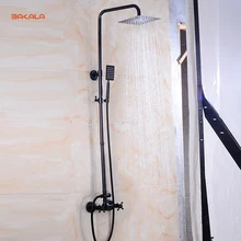 BAKALA ванная комната черный душевой набор Настенный " смеситель для душа в форме дождя кран 3 функции смеситель клапан GZ-6007R/8R