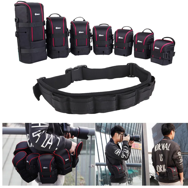 Photo Adjustable Strap DSLR Padded Camera Waist Belt Holder w/ Nylon