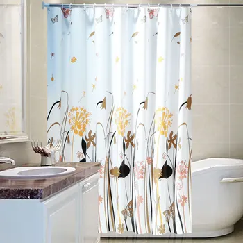 

Dropshipping Eco-friendly PEVA Moldproof Waterproof Bath Shower Curtain Bathroom Products Dandelion Shower Curtains with Hooks
