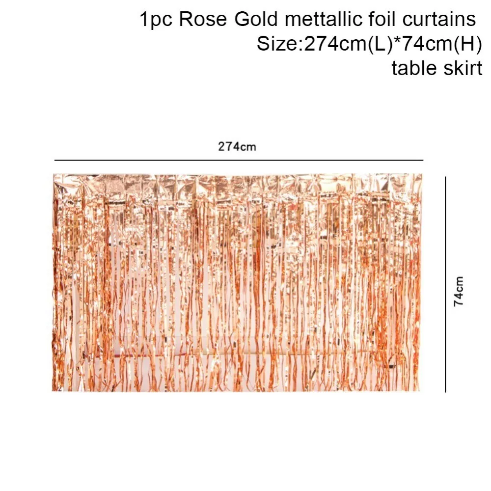 1 шт., розовое золото, фольга, шторы с кисточкой, юбка для стола, для невесты, для вечеринки, для дня рождения, свадьбы, для детского душа, украшения - Цвет: Rose Gold