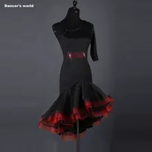 Сексуальное платье латинского танца одежда для женщин латинского танца спандекс платье с одним рукавом девушки латинского танца платье Ча-ча танца платье