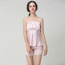Sexy Summer Pajamas Sleepwear for Women Spaghetti Strap Nightwear Lace Trim Satin Cami Top Shorts Pajama Sets Homewear Nightwear Sexy Summer Pajamas Sleepwear for Women Spaghetti Strap Nightwear Lace Trim Satin Cami Top Shorts Pajama Sets Homewear Nightwear