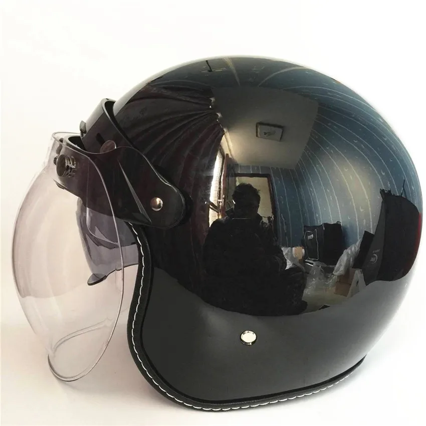 Jet Motorcycle Helmet With Polished Royal Enfield Carbon Bubble Visor atelieryuwa.ciao.jp