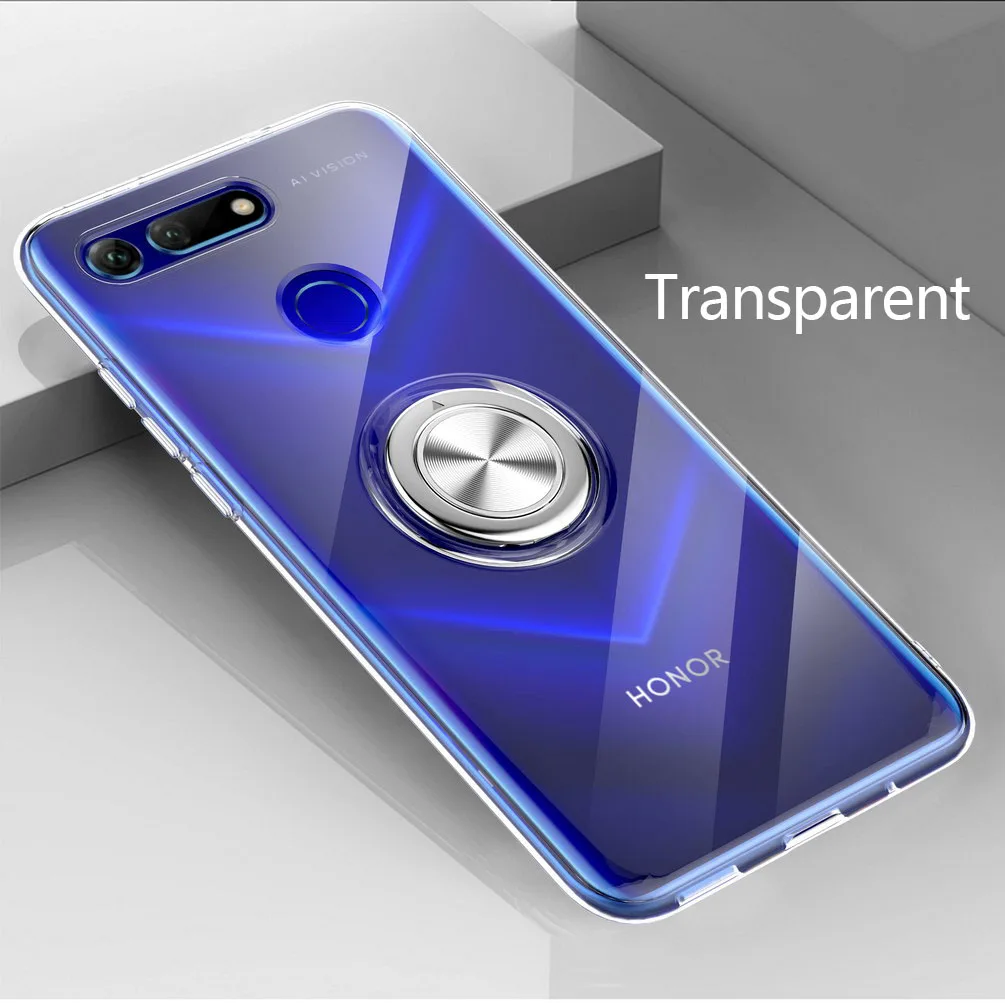 

Ultra Thin Transparent soft Case For Huawei Honor View 20 case Magnetic Bracket Finger Ring for huawei nova 4 cover v20 nova4