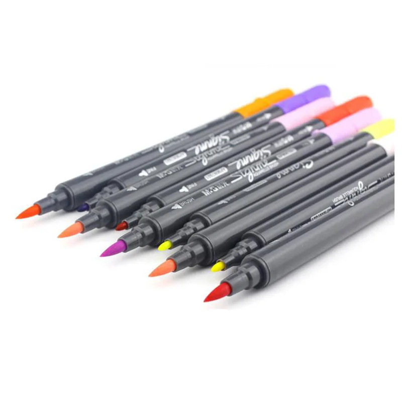 

New M&G Art and Graphic Drawing Manga Water Based Ink Twin Tip Brush and Fine Tip Sketch Marker Pen 12/18/24 Color/set