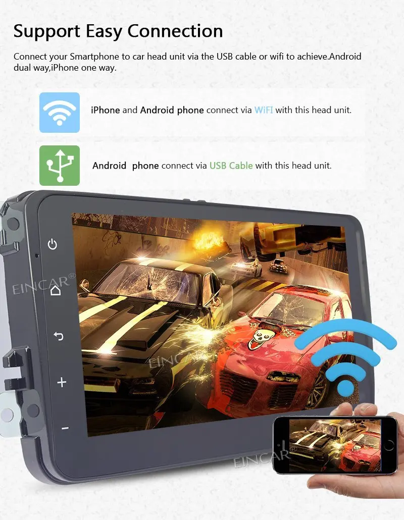 Камера заднего вида + Eincar 8 "Android 7 1 четырехъядерный 2 Din Автомобильный