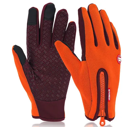 Orange Cycling Glove VICTGOAL перчатки для велоспорта, полный палец, перчатки для катания на лыжах, мужские и женские флисовые походные перчатки, водонепроницаемые перчатки для сенсорного экрана, перчатки для велоспорта - Цвет: Orange Cycling Glove
