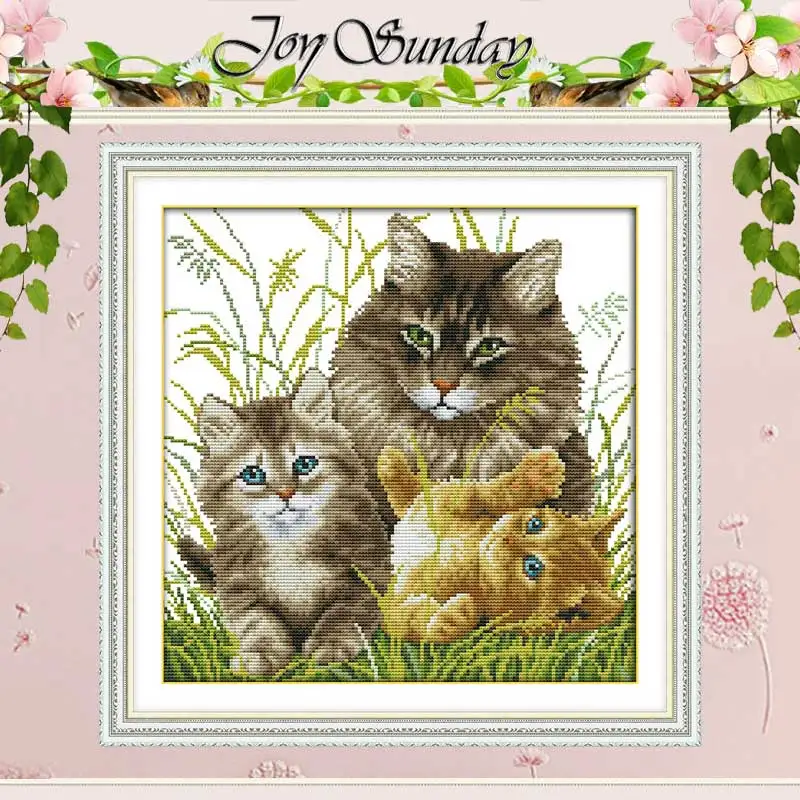

Kitten family counted Cross Stitch 11CT 14CT Cross Stitch Set Wholesale DIY nimals Cross-stitch Kit Embroidery Needlework