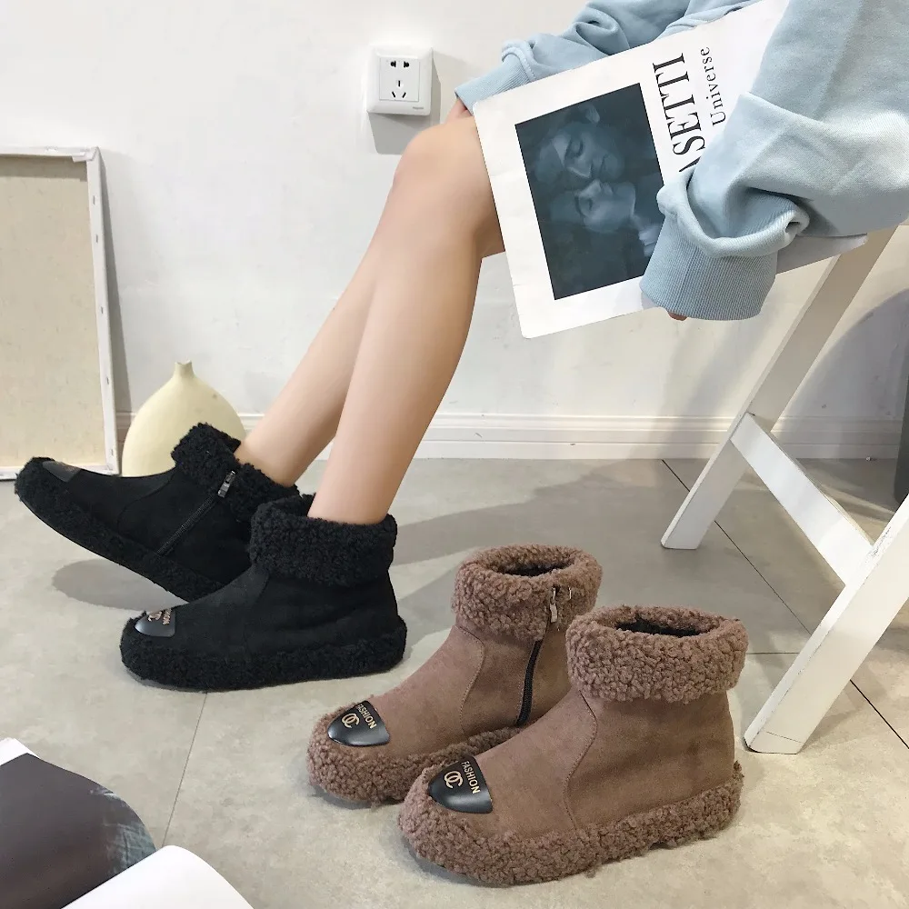 

Waterproof boots women snow boots high top winter fur warm ankle boots fashion non-slip Shoes slip on zip boots