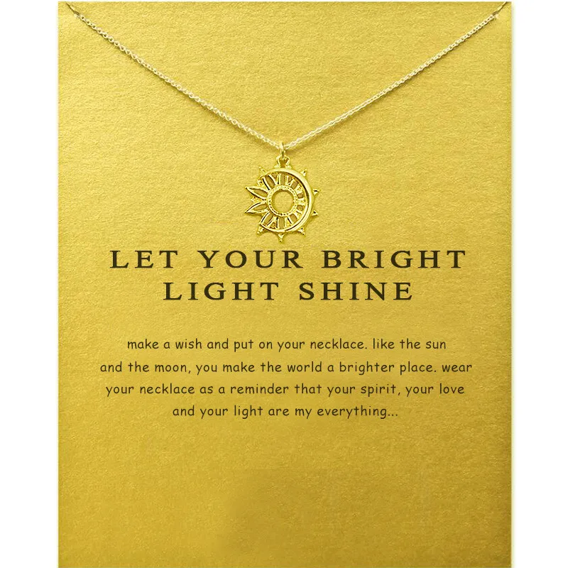 

Boho Carved Sun Moon Hollow Fine Necklace Fashion Gold Color Pearl Card For Women Engagement Gift Wholesale