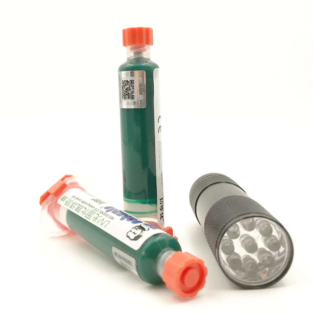 

MECHANIC 10ML GREEN UV SOLDER MASK PCB BGA PAINT PREVENT CORROSIVE ARCING Soldering Welding Fluxes Oil+ UV curing light