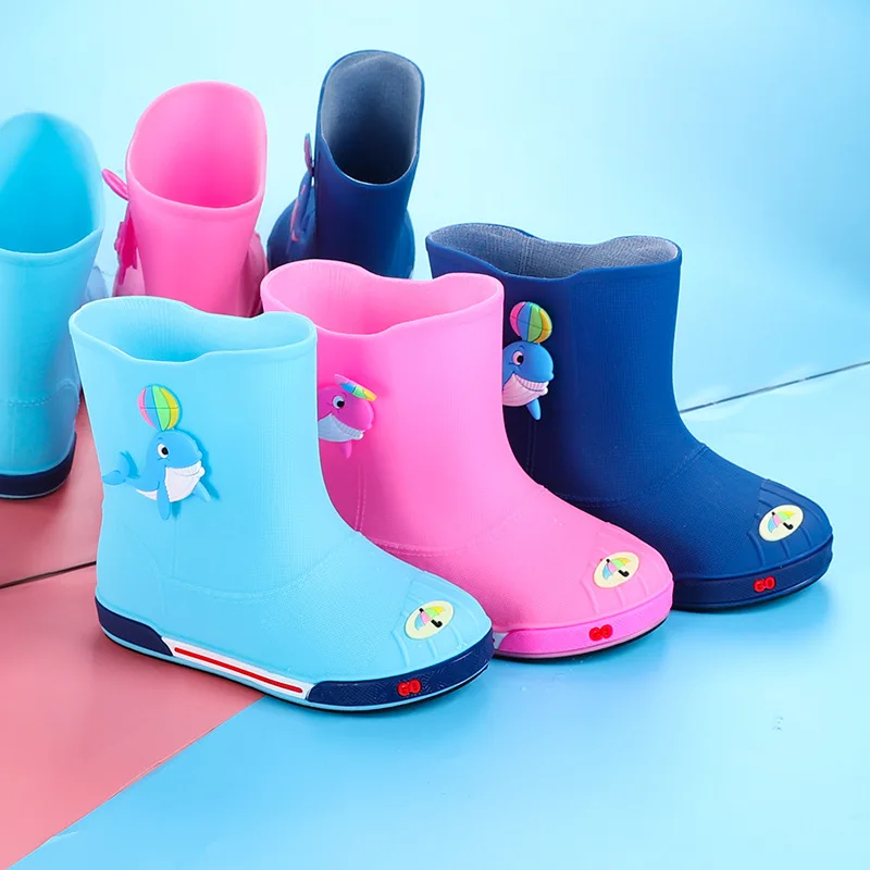 

2019 Children's water shoes, dolphin rain shoes, anti-skid cartoon boys and girls four seasons rain boots