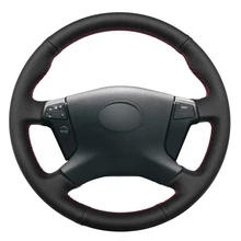 Черный PU искусственная кожа DIY ручной шитье чехол рулевого колеса автомобиля для Toyota Avensis 2003-2007