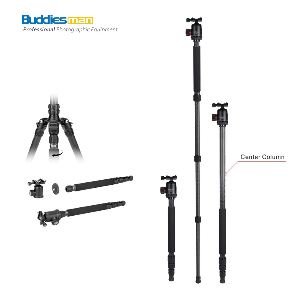 

Buddiesman Ball Head Tripod Monopod, 4 Section,Portable for Digital SLR DSLR Camera Canon Nikon Sony, Load 25kg(55.12lb) DT-3541