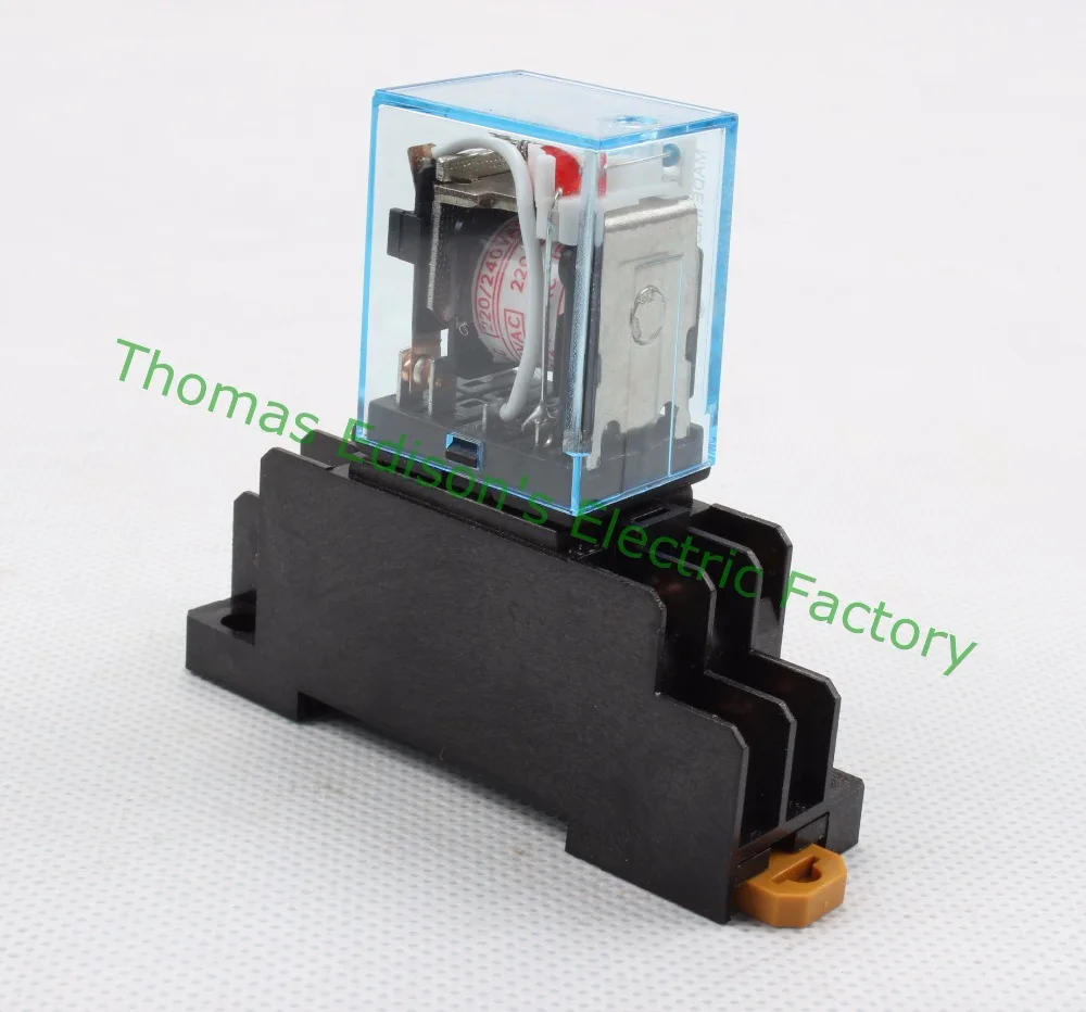 MY2P HH52P MY2NJ relay 220V AC coil high quality general purpose DPDT micro mini relay with socket base holder MY2P HH52P MY2NJ relay 220V AC coil high quality general purpose DPDT micro mini relay with socket base holder