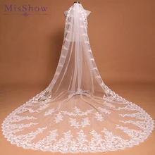 cathedral wedding veil voile de mariee Veu De Noiva Lace 3M Long Wedding Veils Ivory White One layers Tulle wedding accessories