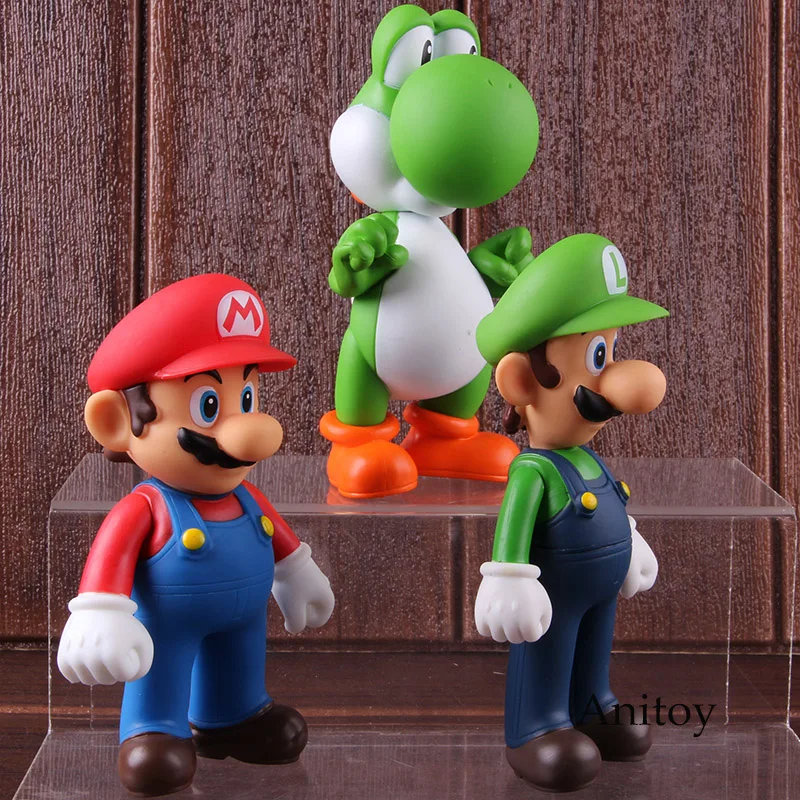 Super Mario Bros Wii Mario Toys Yoshi Luigi PVC Action Figure Party Decoration Toy 3pcs/set 11-12cm KT2652 Super Mario Bros Wii Mario Toys Yoshi Luigi PVC Action Figure Party Decoration Toy 3pcs/set 11-12cm KT2652