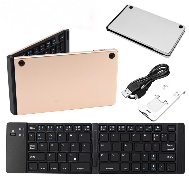 

Mini Wireless Foldable Keyboard Bluetooth 3.0 66Keys Wireless Rechargeable Keyboard Portable Folding Keyboard For iPhone Tablets
