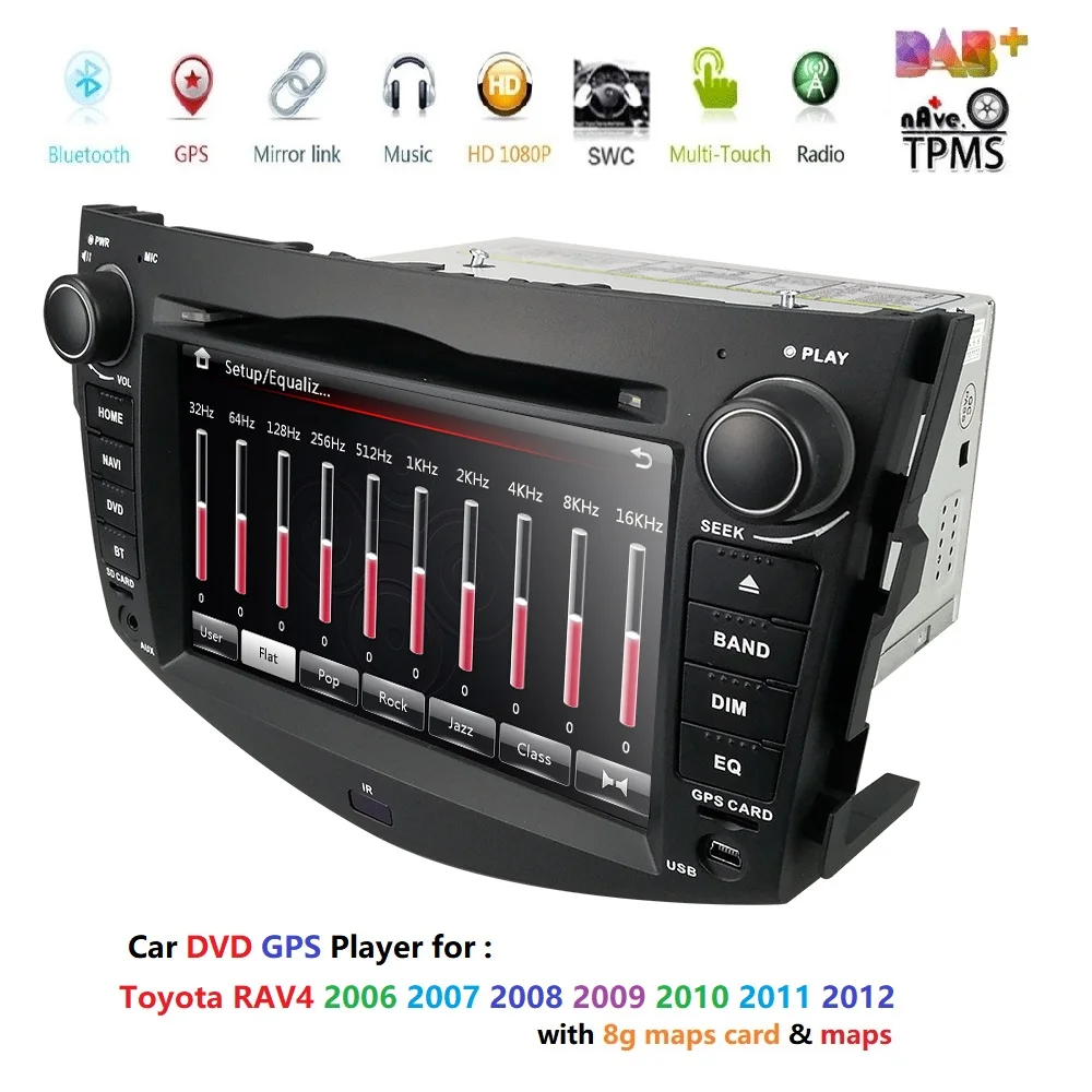 MultimediaRadio for Toyota RAV4 2006-2012 7 inch Monitor DVD Player GPS Navigation Stereo Bluetooth SWC Subwoofer Reverse Cam-in