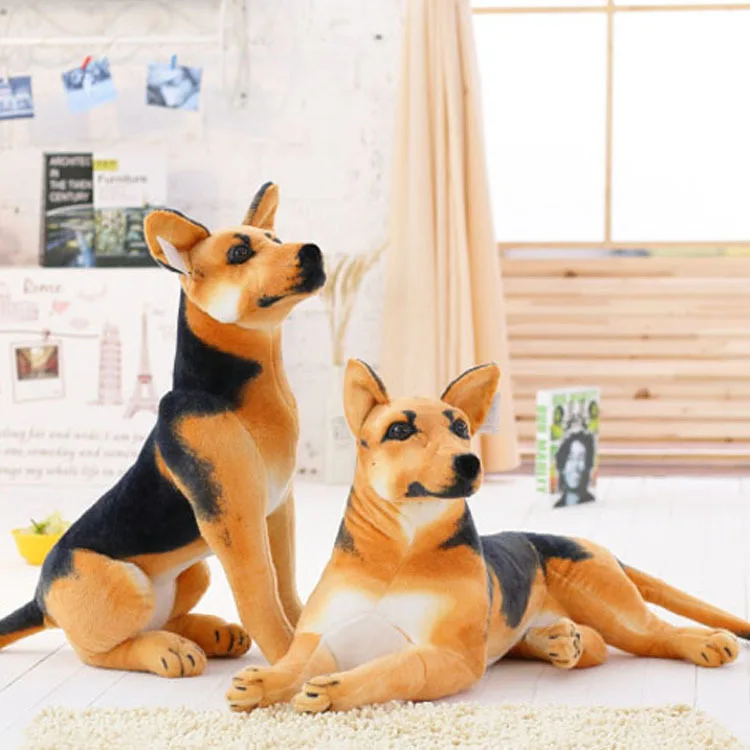 

[New] 90cm Pet Shepherd dog and bone Stuffed Plush doll toy simulation animal sit prone dog model home decoration kids best gift