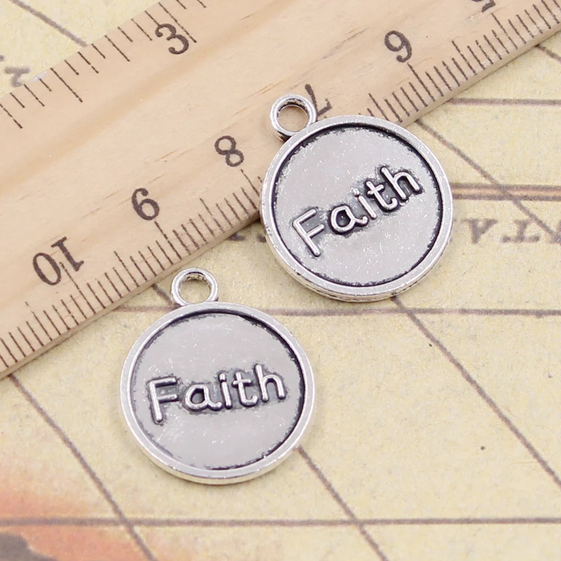 10pcs Charms plates faith 22x19mm Antique Silver Plated Pendants Making