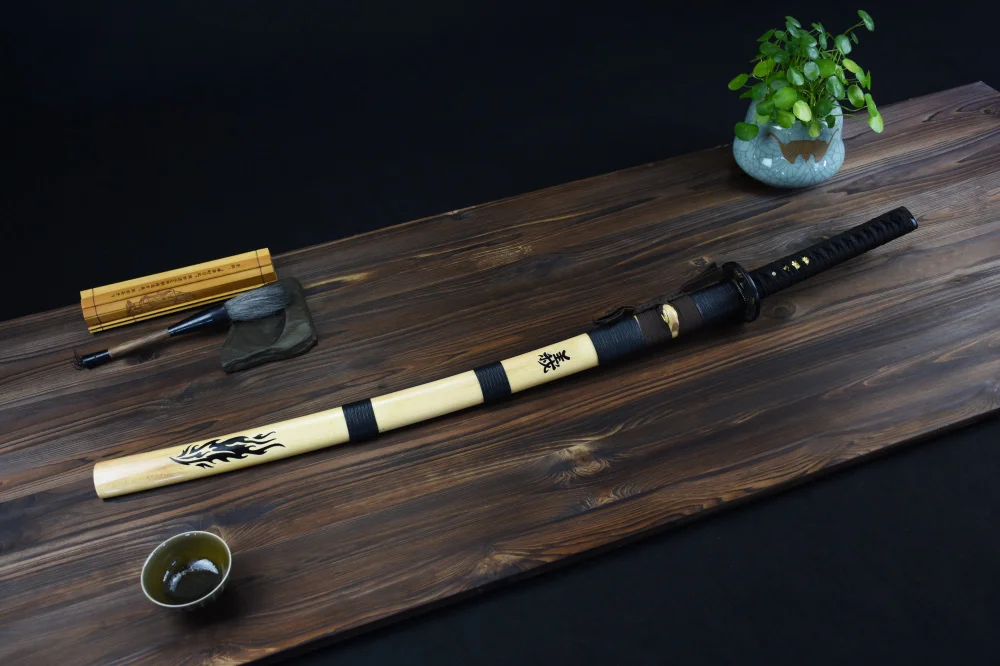 Полностью ручная работа Полный Тан настоящий японский yi меч 1045 углеродистая сталь самурайский острый меч катана край