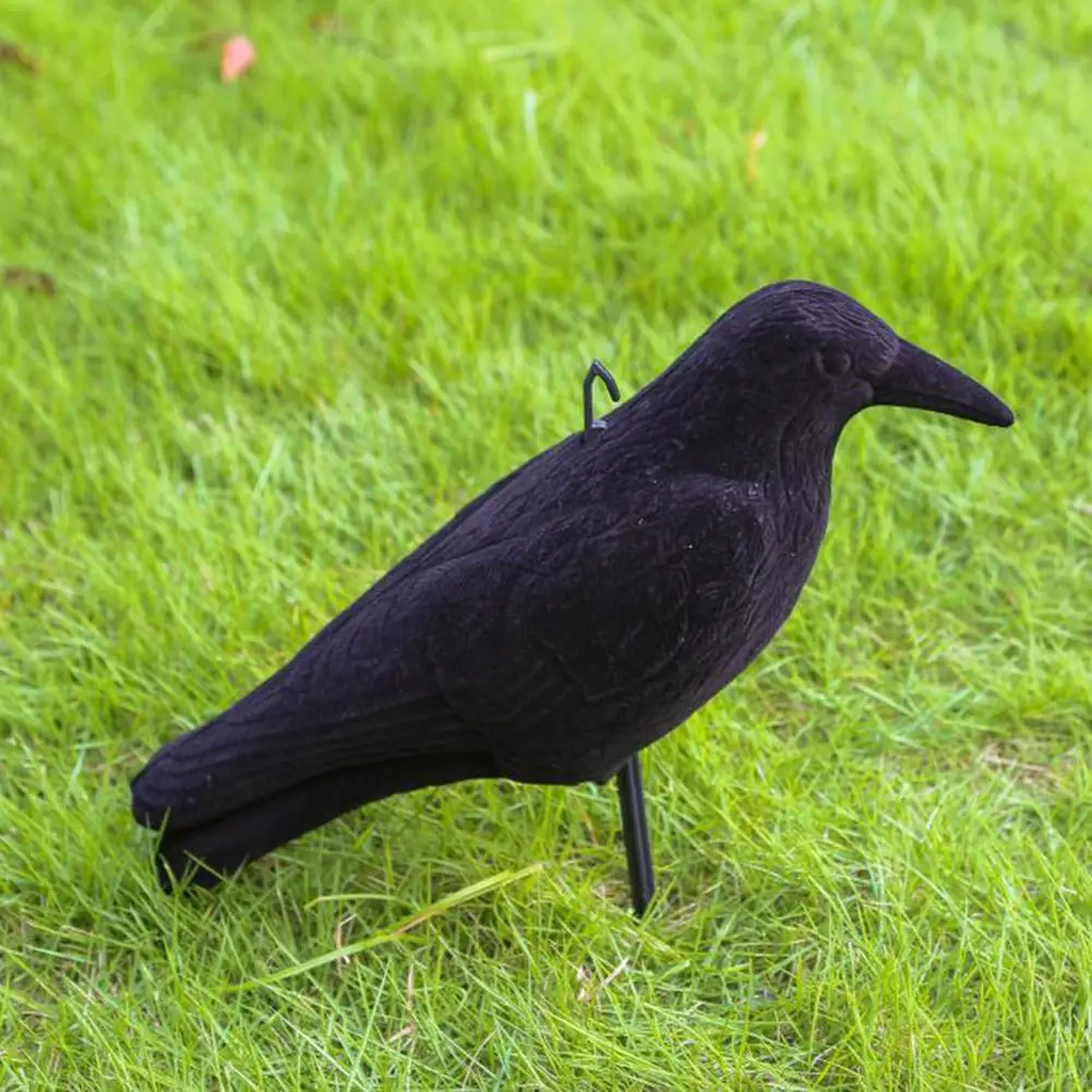 

Garden Flocked Hard Plastic Black Crow Hunting Decoy Raven Halloween Prop Outdoor Hunting Frightening Tools