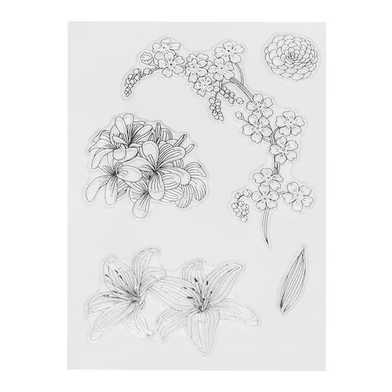 

DIY Colorful Flower Pattern Transparent Clear Seal Scrapbooking Photo Album Card Decorative Silicone Stamp Sheets