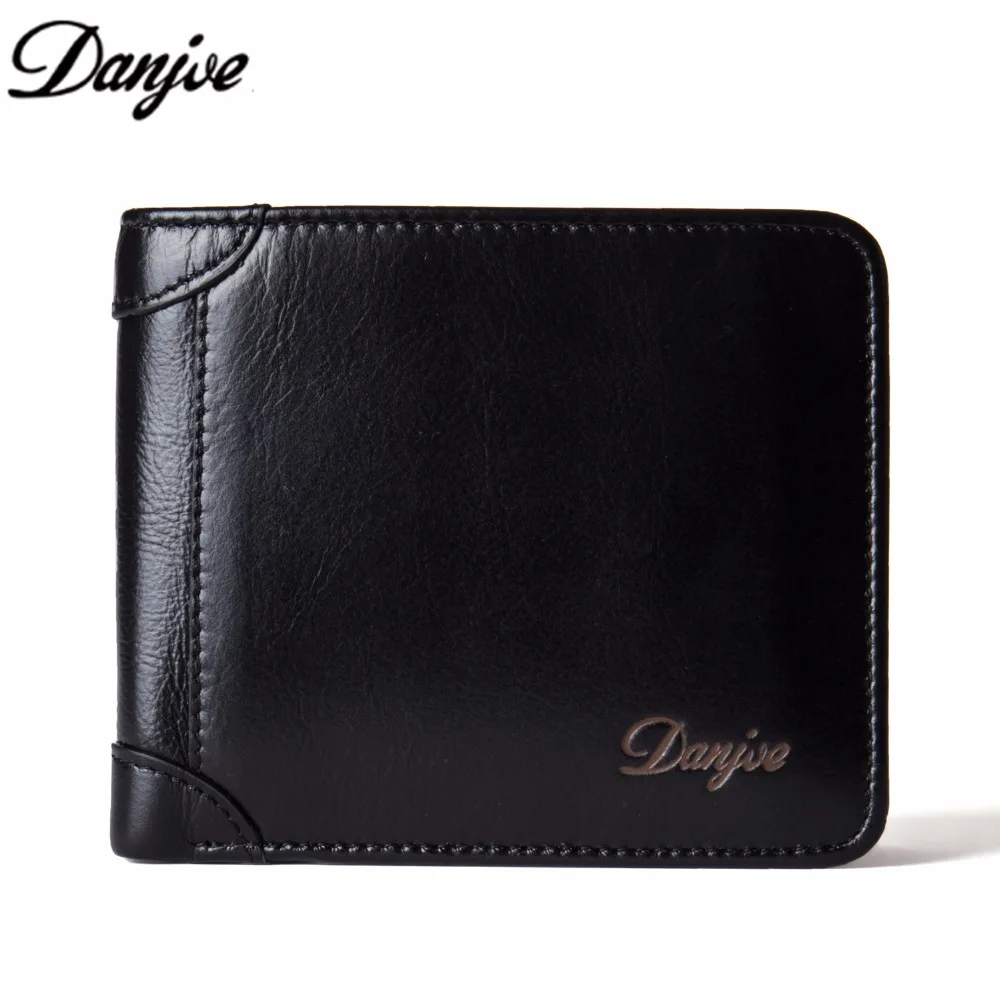 

DANJUE Brown Black Bifold 100% Top Oil Wax Genuine Leather Men Wallets 2017 Vintage Designer Male Wallet Leather Purse 6022-3