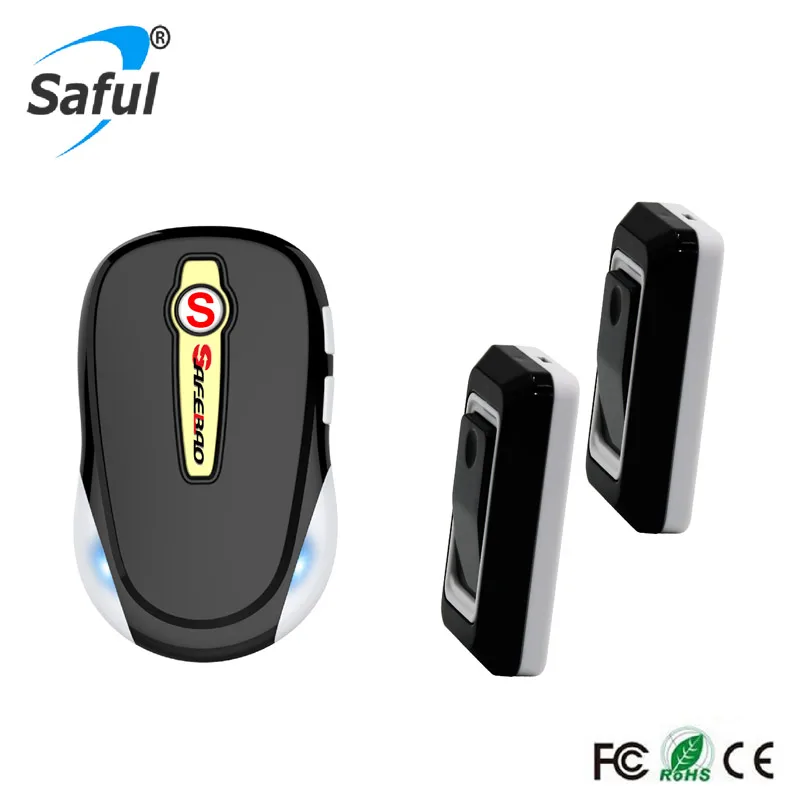 

Saful Wireless Doorbell Waterproof black remote control doorbell with 1 indoor receiver and 2 outdoor transmitter hot sale
