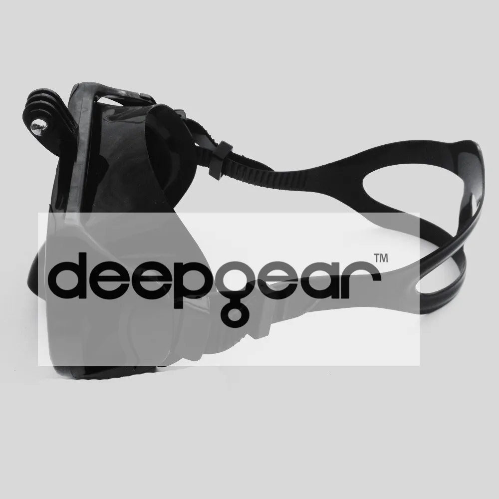 DEEPGEAR камера, маска для подводного плавания, набор для подводного плавания, черная силиконовая маска для подводного плавания с сухой трубкой, закаленное стекло, маска для подводного плавания для Gopro