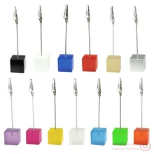 Color cube stand alligator wire desk card note picture memo photo clip holder,table wedding party place favor,personalized gift